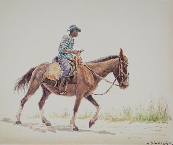 WIN VAN DIJK (1915 - 1990) - O Cavaleiro - ost - 46 x 55 - datado 1982 - foto 2 de 3