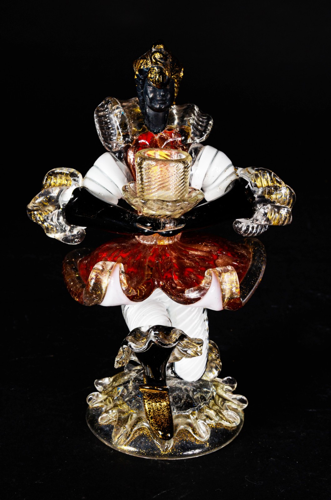 Estatueta de murano italiano representando figura carnavalesca com pó... - foto 1 de 6