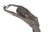 CLAIRE JEANNE ROBERTE COLINET (d'après), "Swayi... - Estatueta de bronze patinado representando "dançarina" sobre pedestal de mármore. Assinado. D'Après.<br><br>