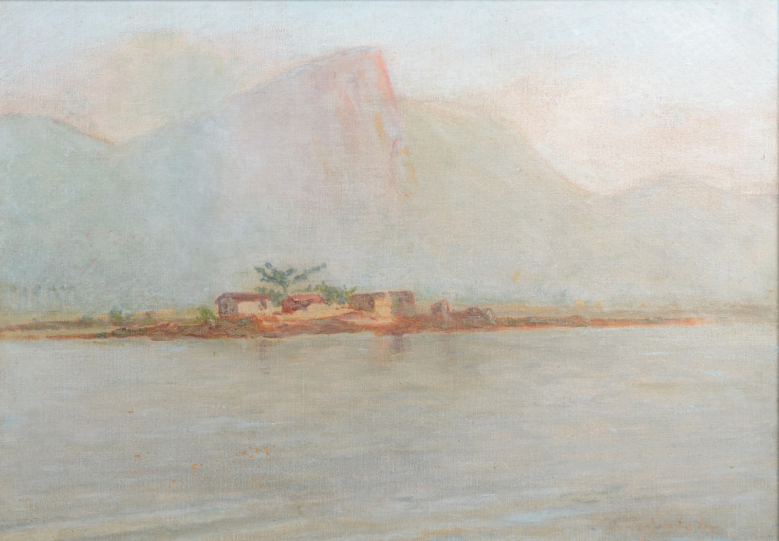 Virgílio Lopes Rodrigues (1863-1944), Marinha com montanhas ao fundo - foto 1 de 6