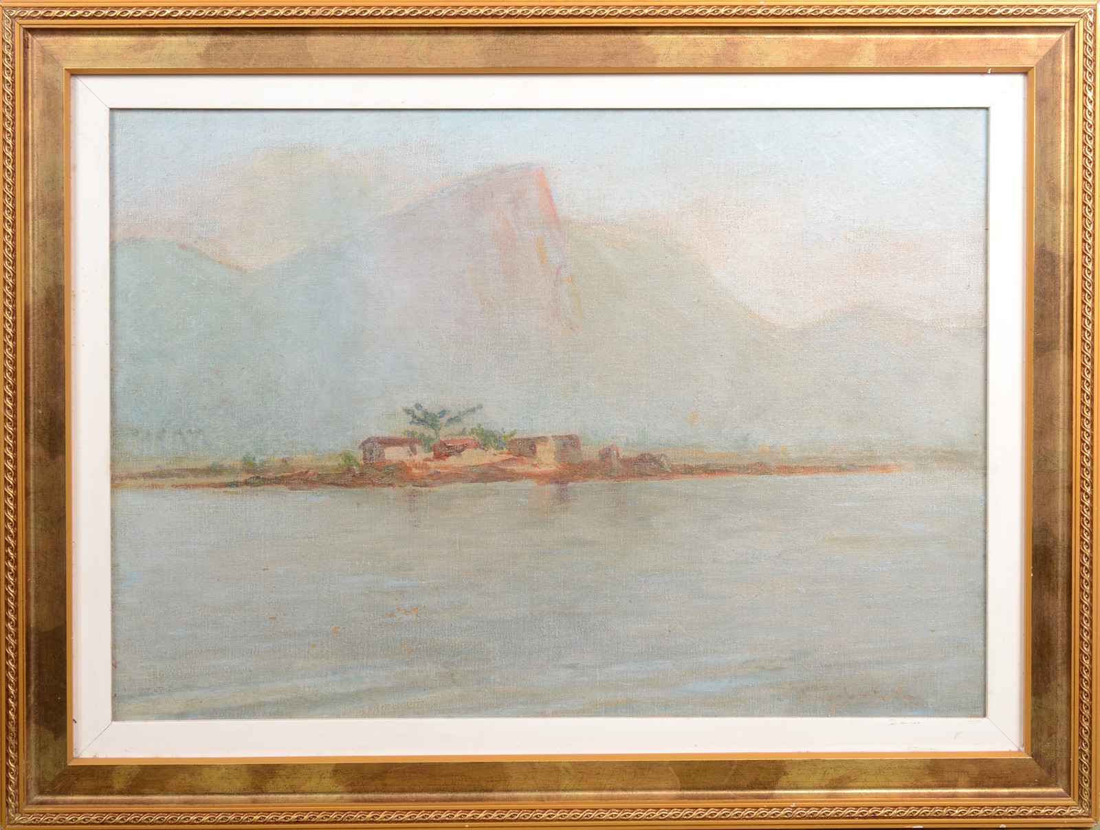 Virgílio Lopes Rodrigues (1863-1944), Marinha com montanhas ao fundo - foto 2 de 6