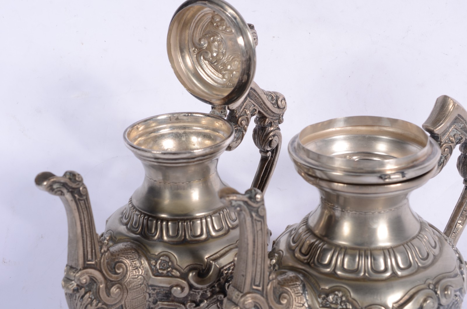 Baixela para chá e café de metal prateado, ao gosto Dom João V... - foto 8 de 11