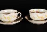 WARWICK,  - Aparelho de jantar, chá e café de faiança americana Warwick, decoração floral em policromia com realces dourados, composto de: 20 pratos rasos, 8 prat