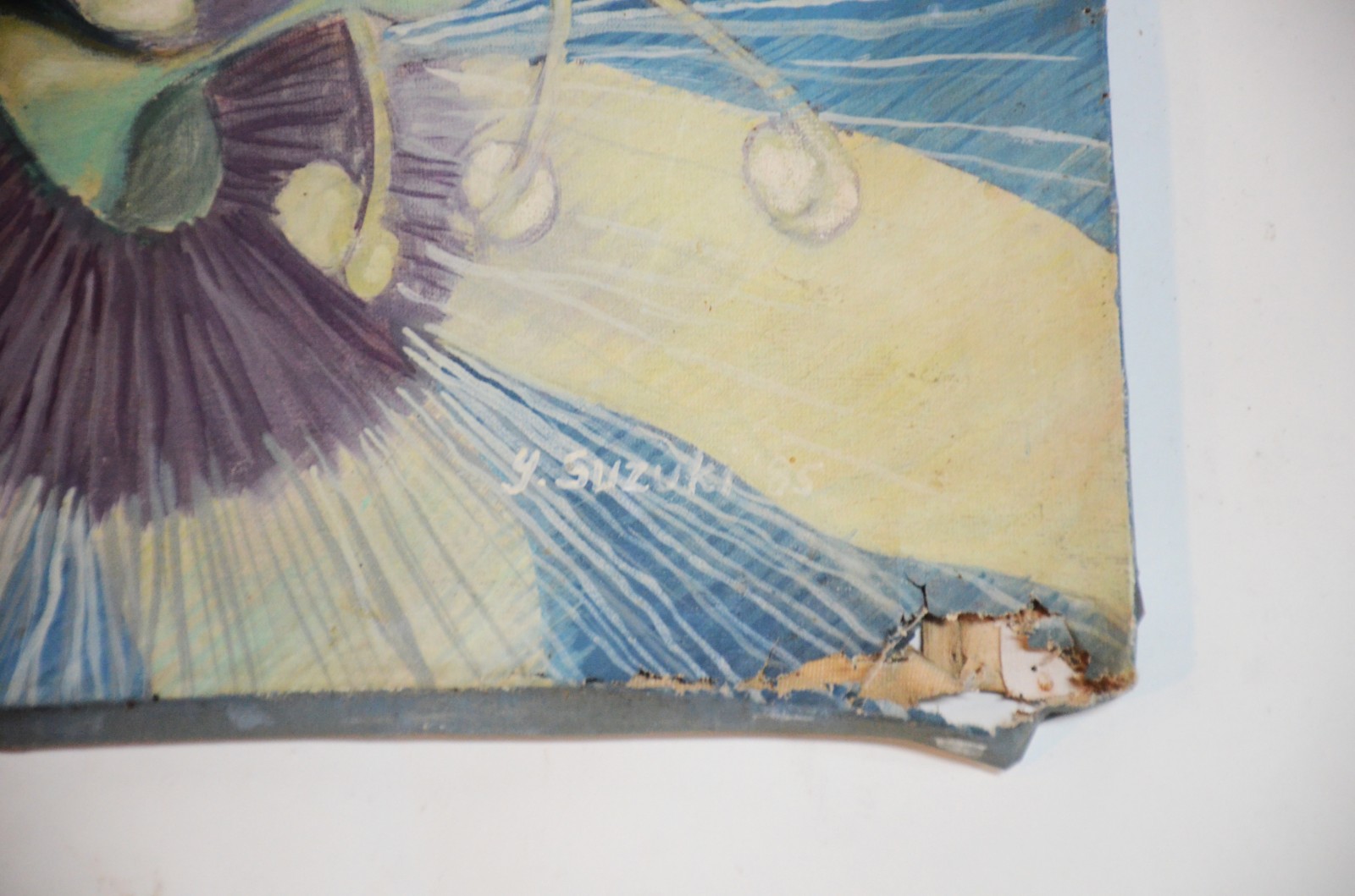 Óleo sobre tela - datado 85. Sem chassi, precisando de restauro na... - foto 3 de 4