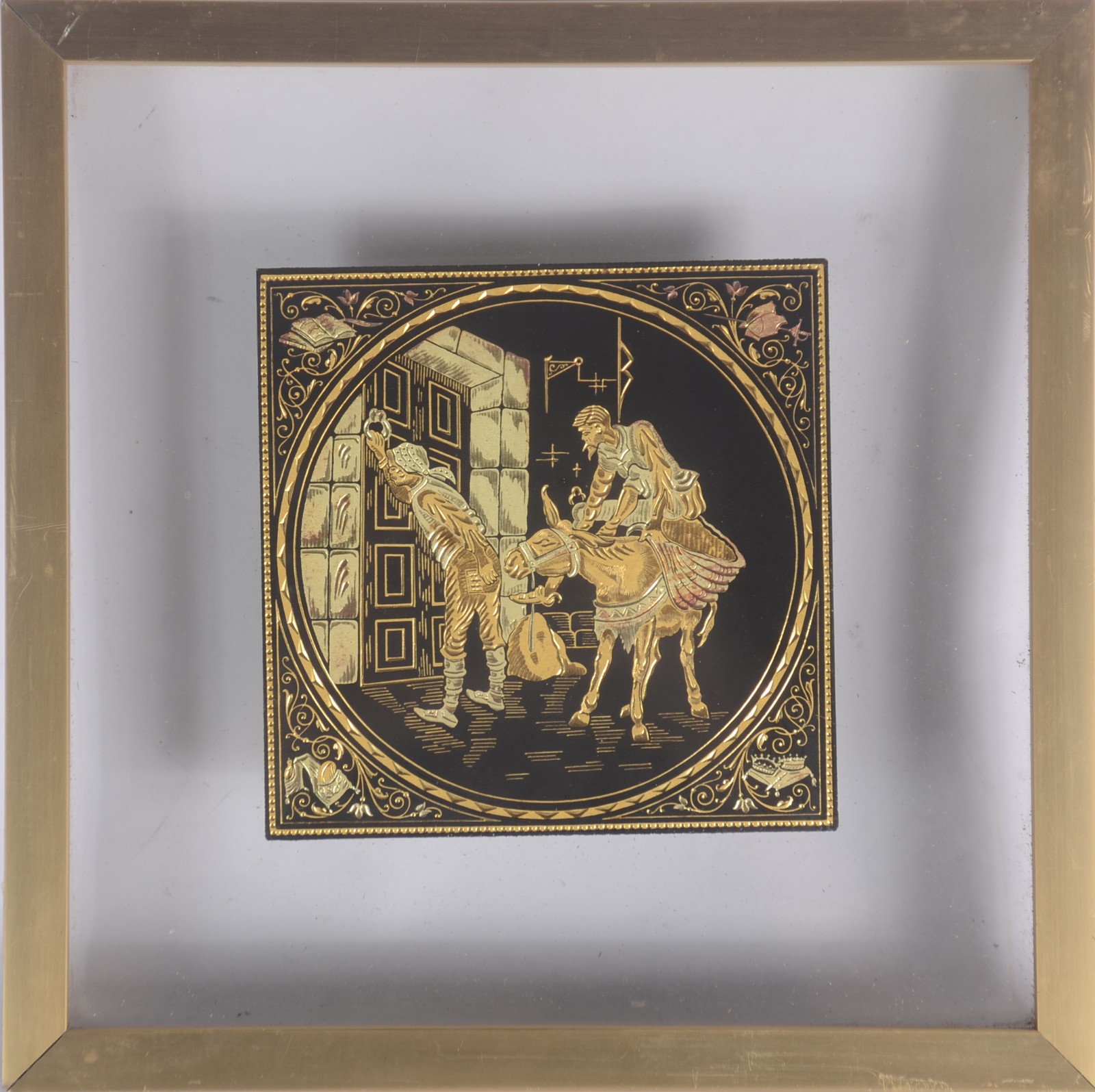 Placa decorativa damasquinado em plaque D'or. Fabricada em Toledo na... - foto 1 de 3