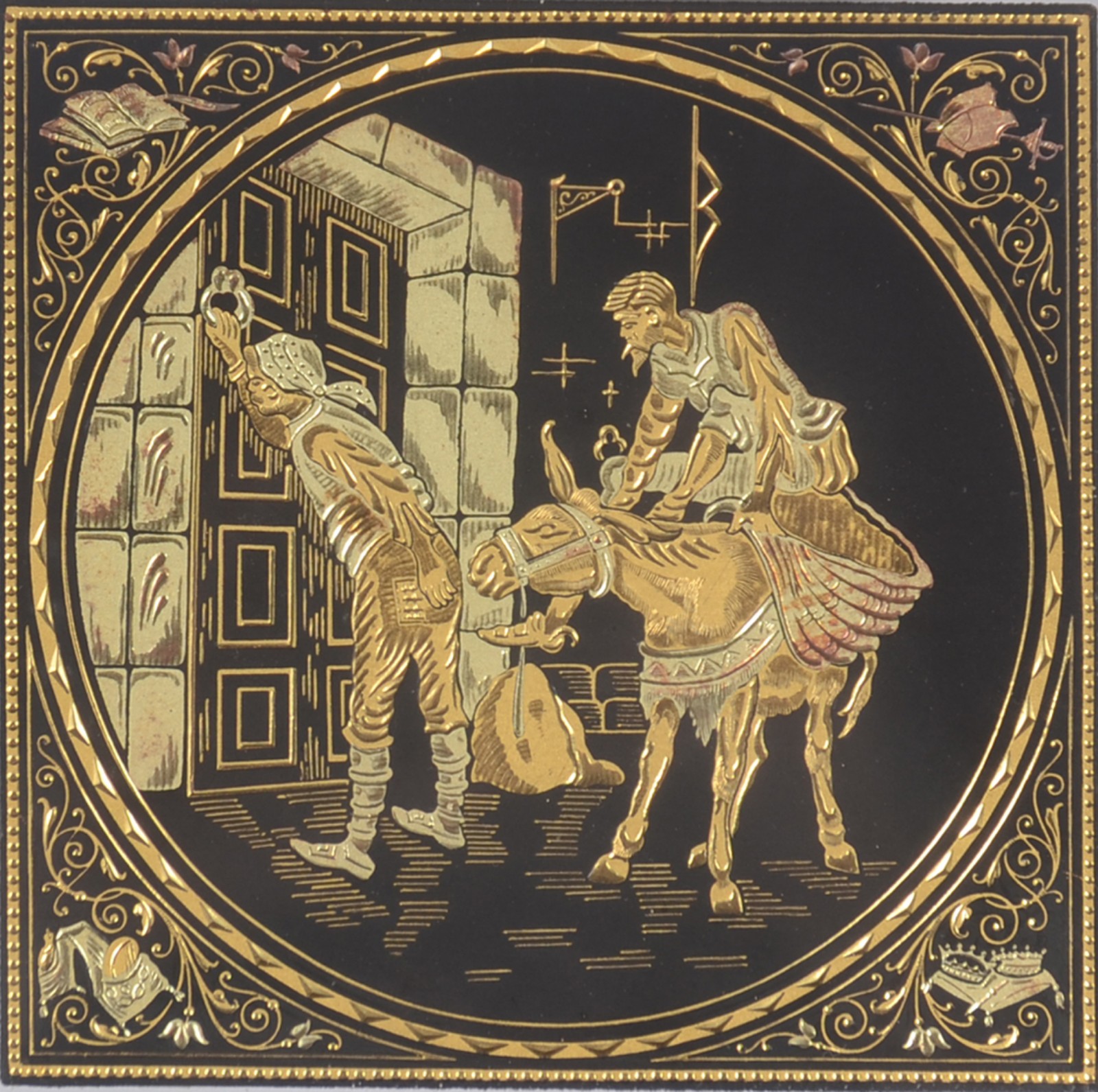 Placa decorativa damasquinado em plaque D'or. Fabricada em Toledo na... - foto 2 de 3