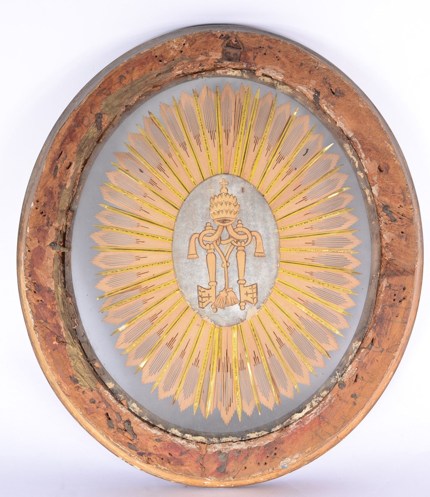 Peça sacra com figura de anjos e inscrições, assinada P. De Simone... - foto 4 de 5