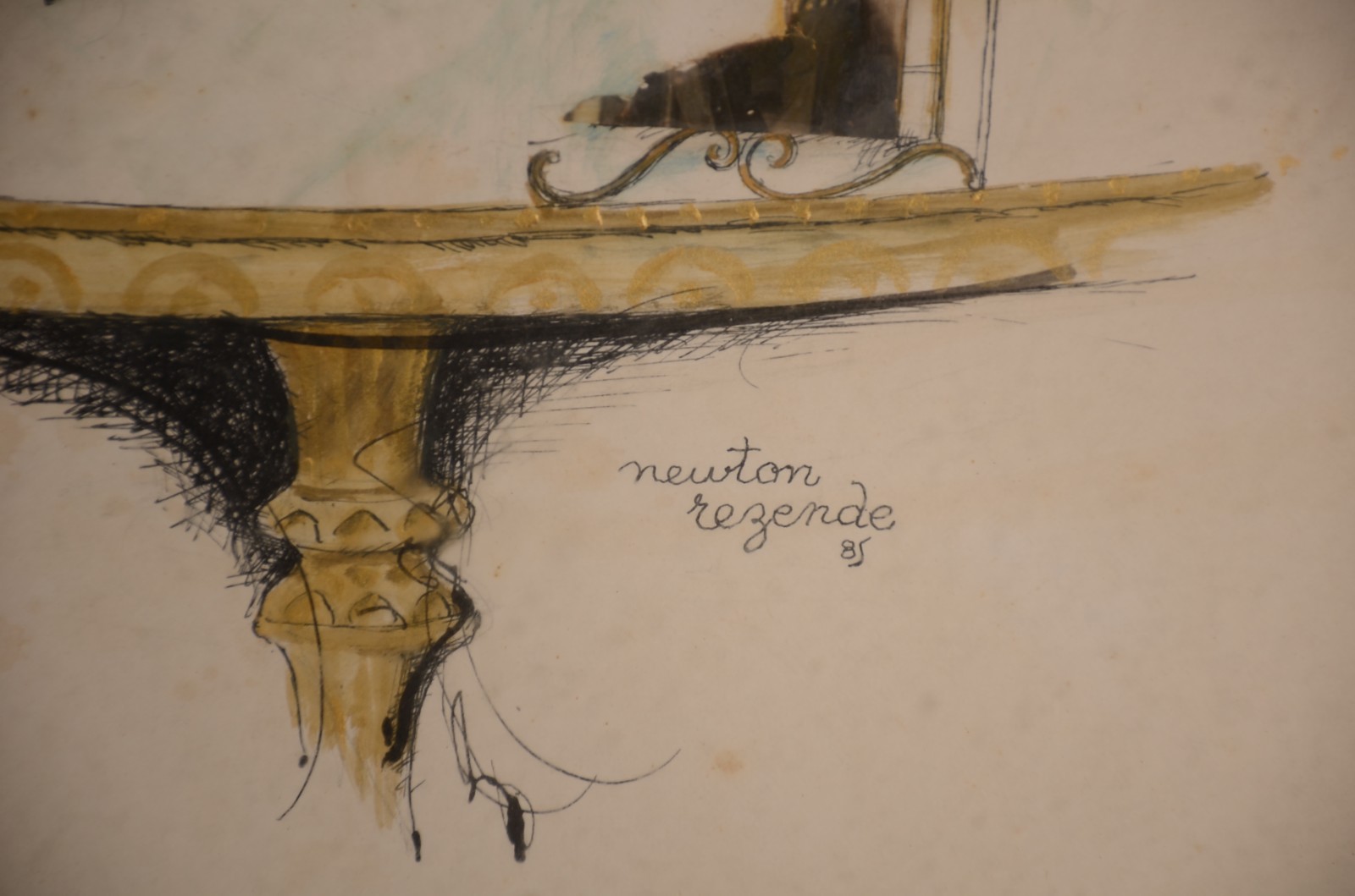 Newton Rezende (1912-1994), Mulher com chapéu e pássaro - foto 3 de 4