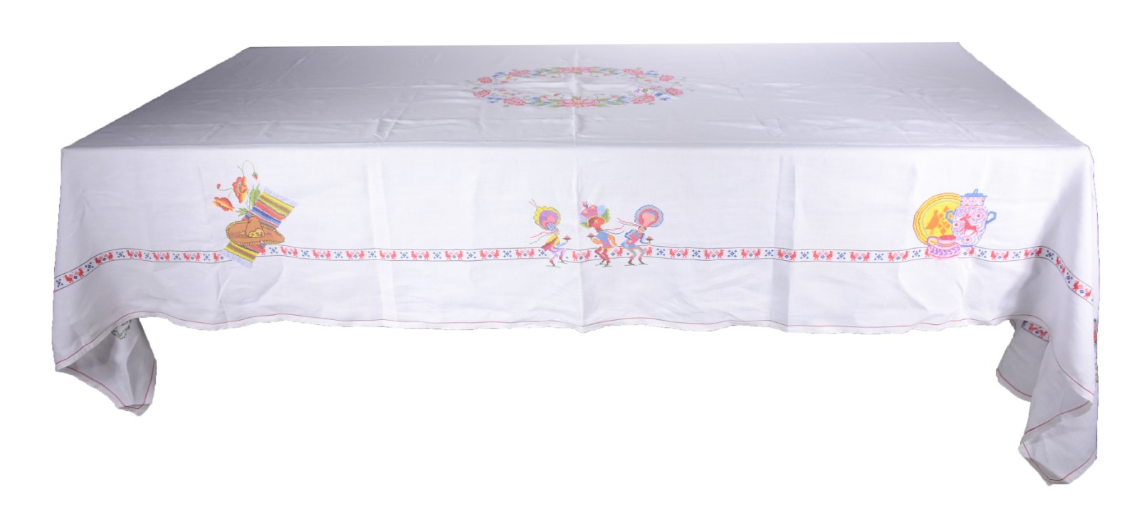Duas toalhas de mesa na cor branca com bordados coloridos. - foto 3 de 11