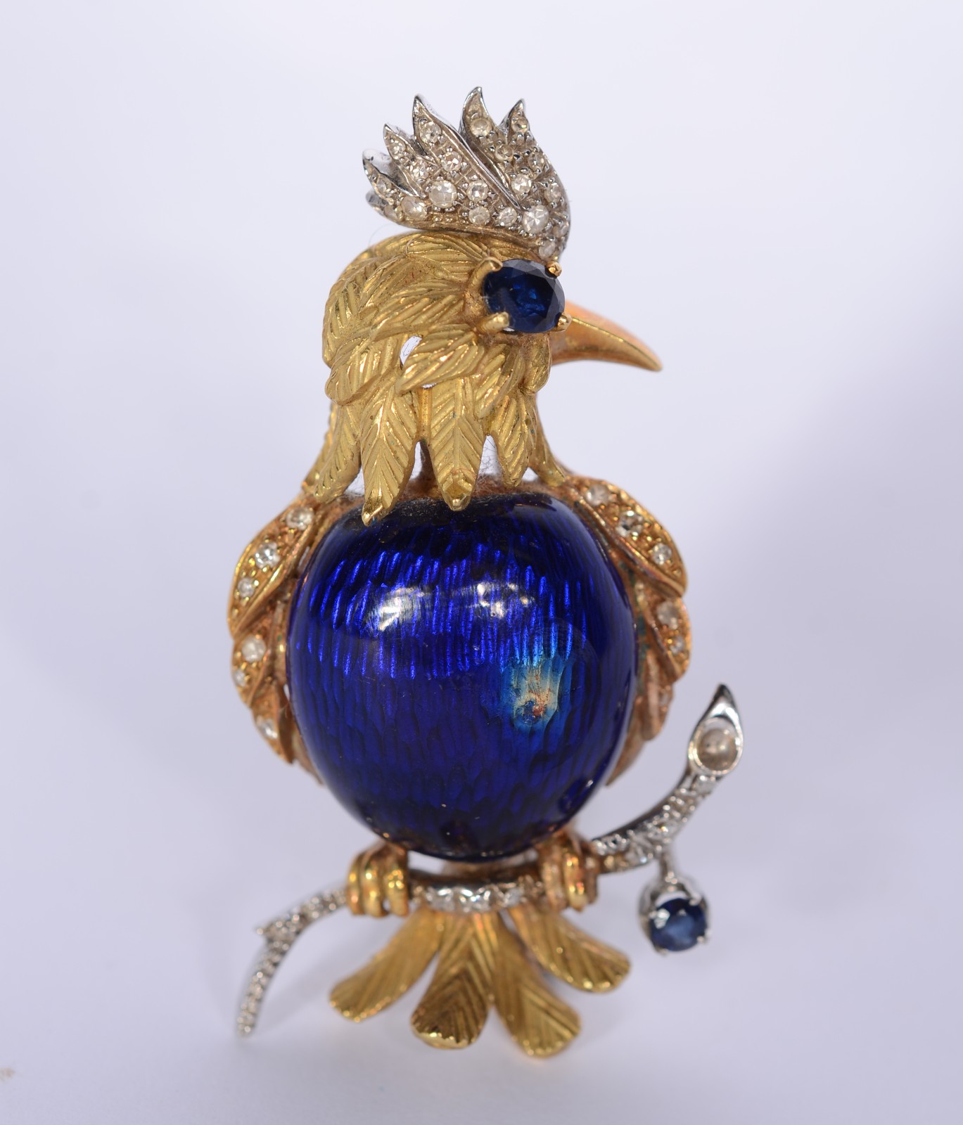Antigo broche feitio Águia sobre galho de ouro 18 k., contraste 750... - foto 1 de 5