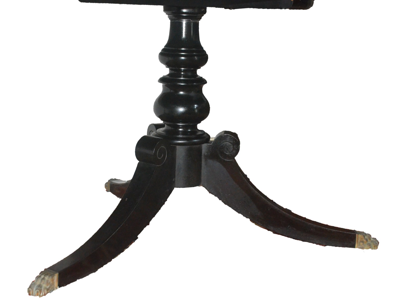 Mesa de jantar de madeira ebanizada, tampo oval circundado por metal... - foto 5 de 6