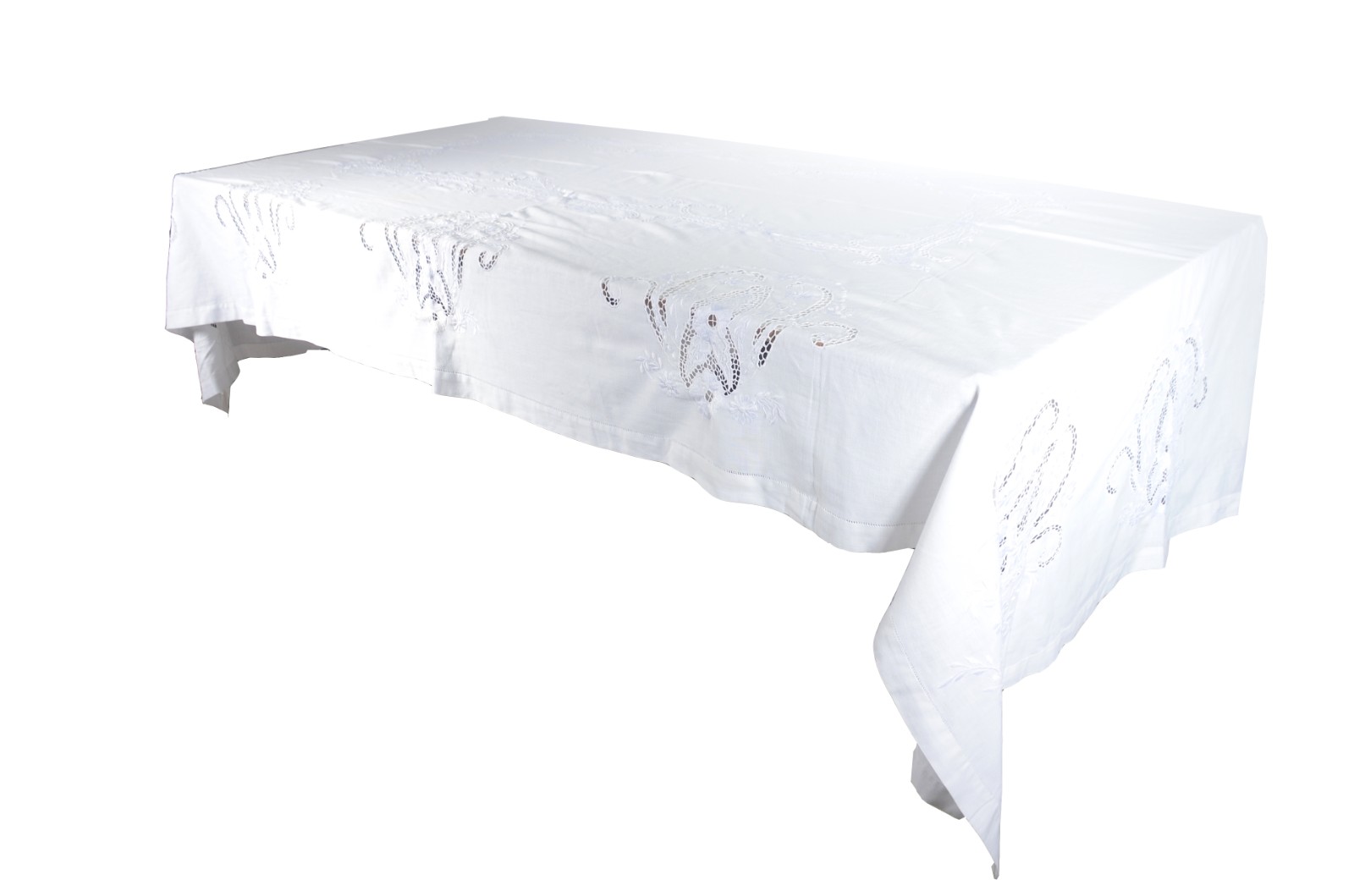Toalha de mesa de linho branco com bordados. - foto 1 de 7