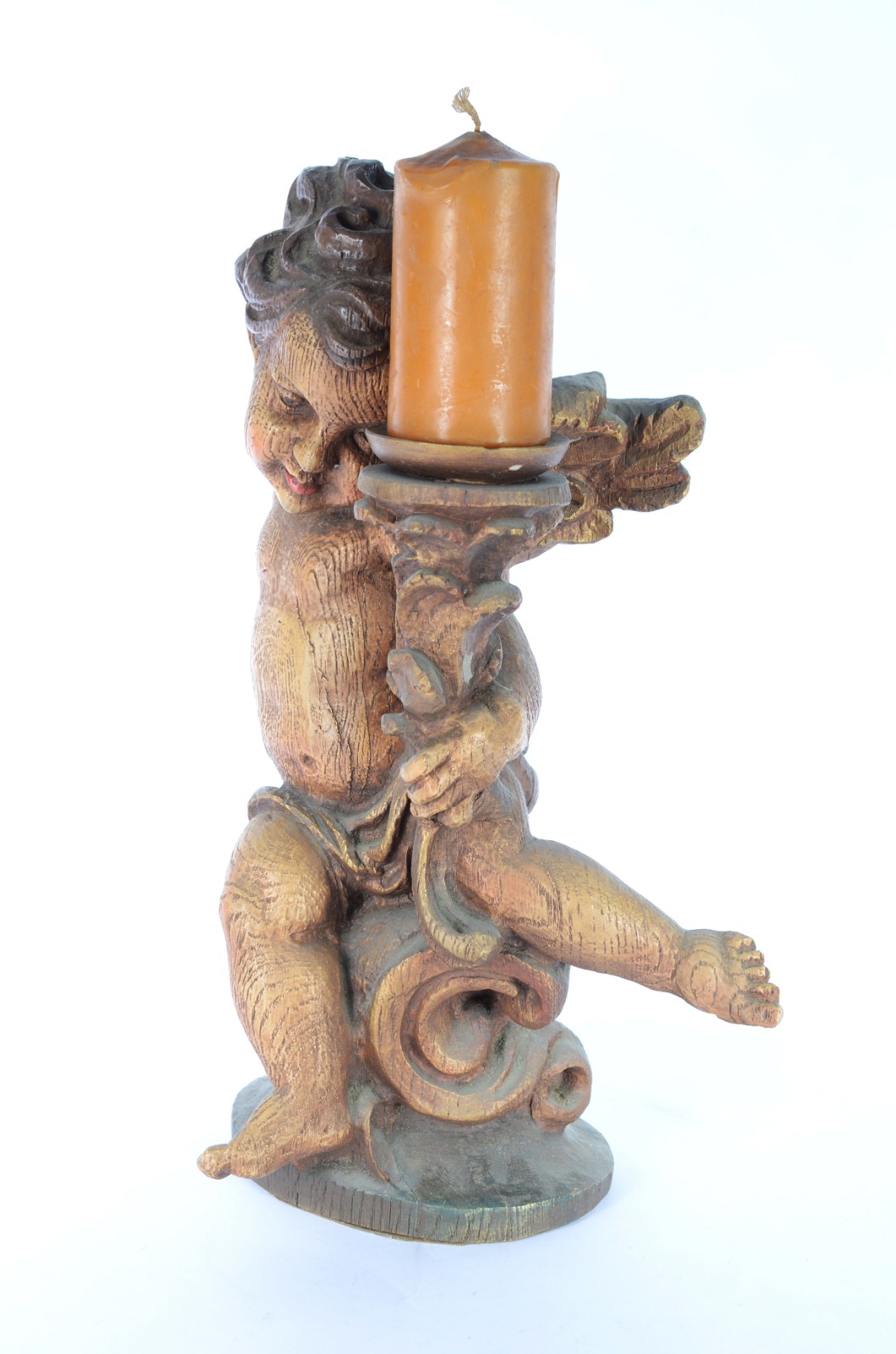 Estatueta representando anjo barroco com castiçal de resina... - foto 3 de 8