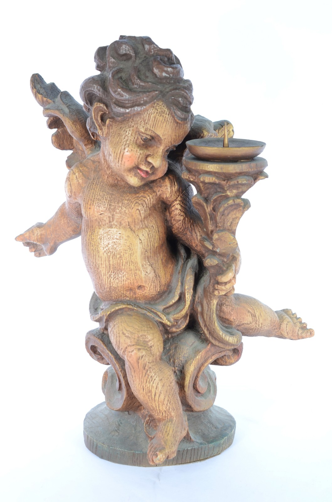 Estatueta representando anjo barroco com castiçal de resina... - foto 8 de 8