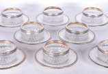 Conjunto com 8 lavandas com presentoir de crist... - Conjunto com 8 lavandas com presentoir de cristal frances lapidado e bordas com aros de prata contrastada, trabalhados com folhas de parreira e ...
