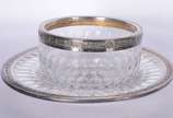 Conjunto com 8 lavandas com presentoir de crist... - Conjunto com 8 lavandas com presentoir de cristal frances lapidado e bordas com aros de prata contrastada, trabalhados com folhas de parreira e ...