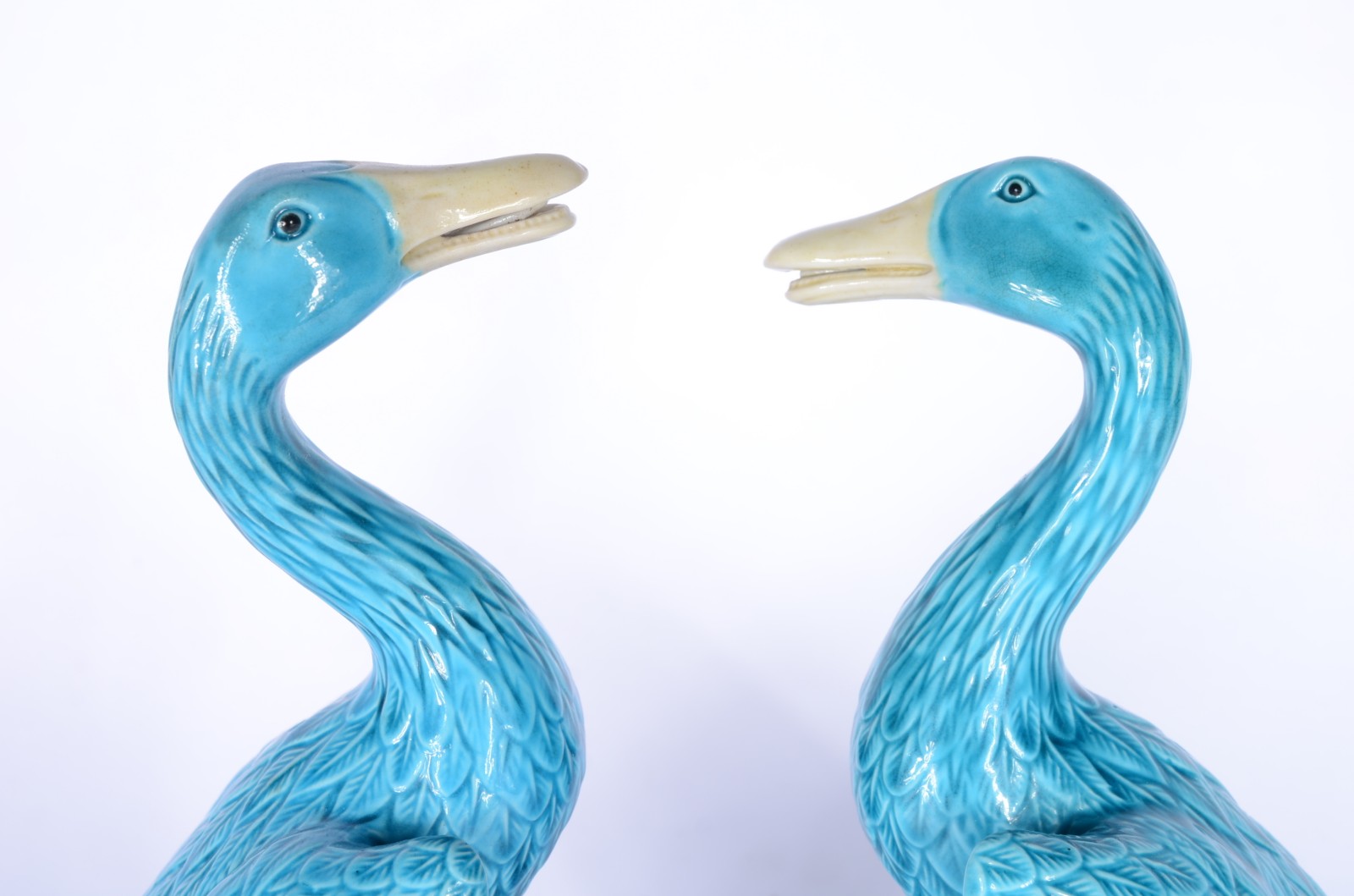Par de patos de porcelana oriental azul turquesa. - foto 3 de 5