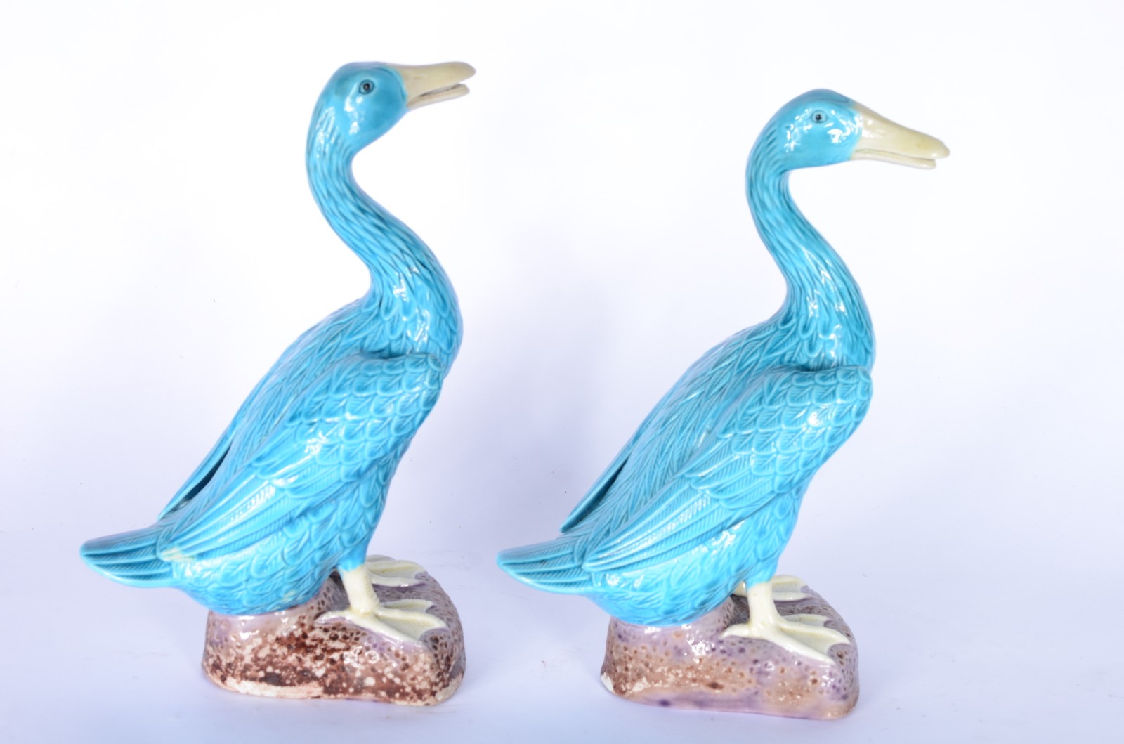 Par de patos de porcelana oriental azul turquesa. - foto 4 de 5