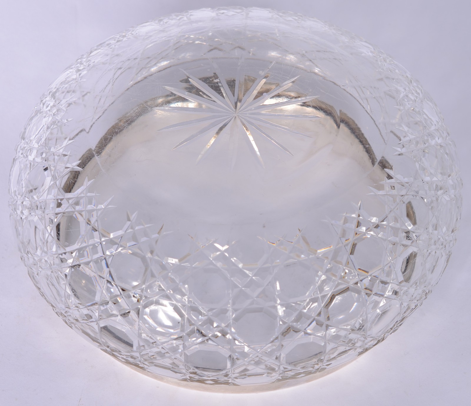 Bowl de cristal lapidação "tijolinho", borda de metal. - foto 5 de 5