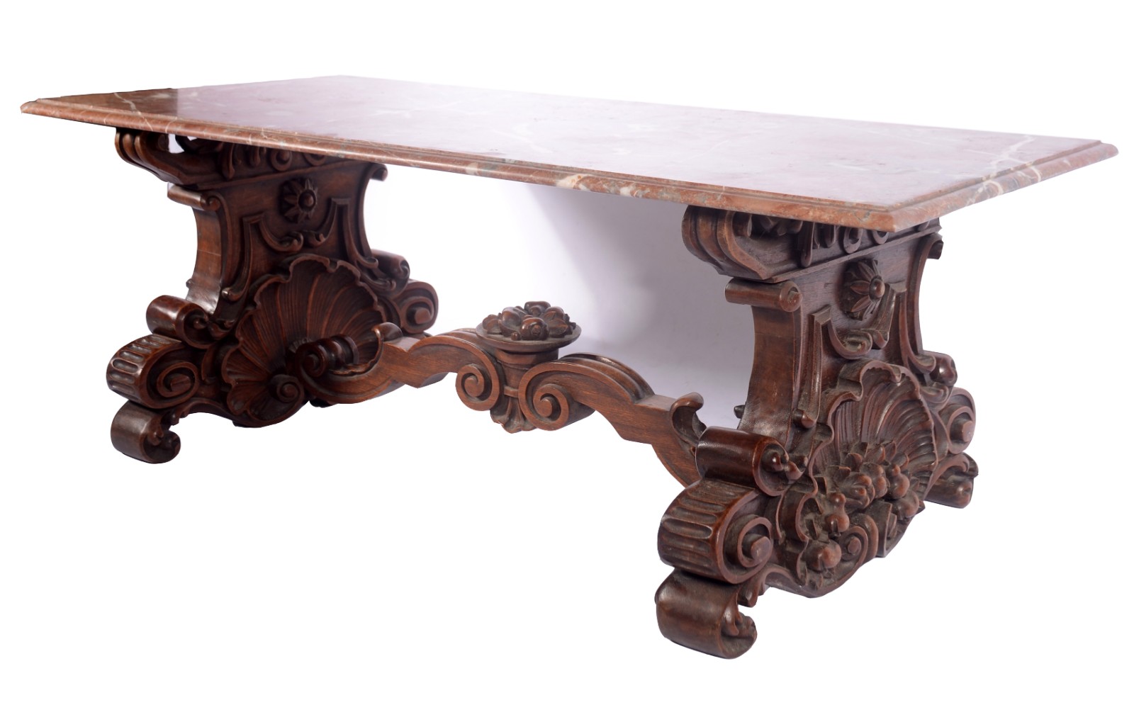 Mesa de centro com base de madeira nobre ricamente entalhada com... - foto 1 de 6
