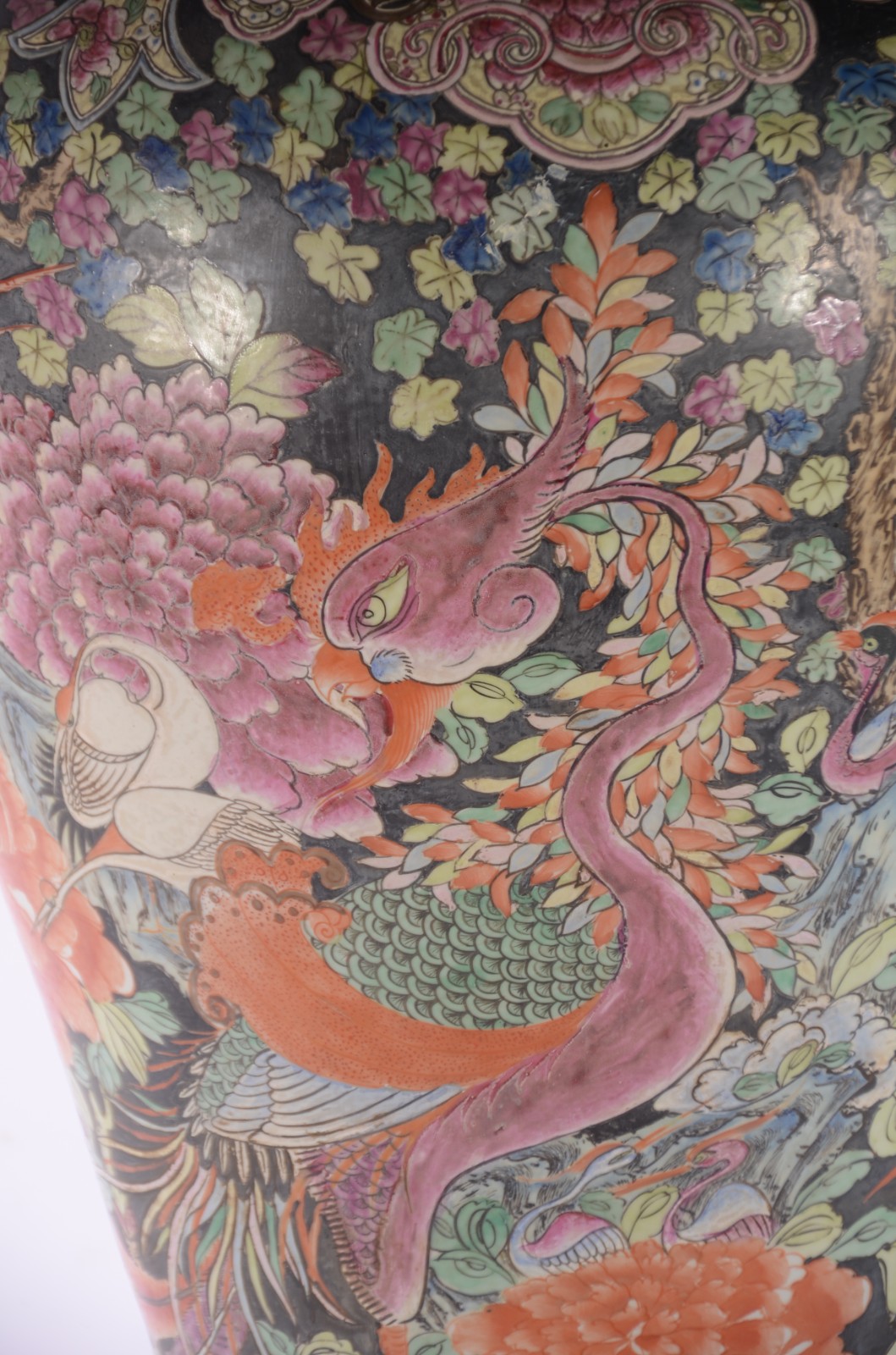 Grande potiche de porcelana chinesa decorado com aves e flores em... - foto 7 de 10