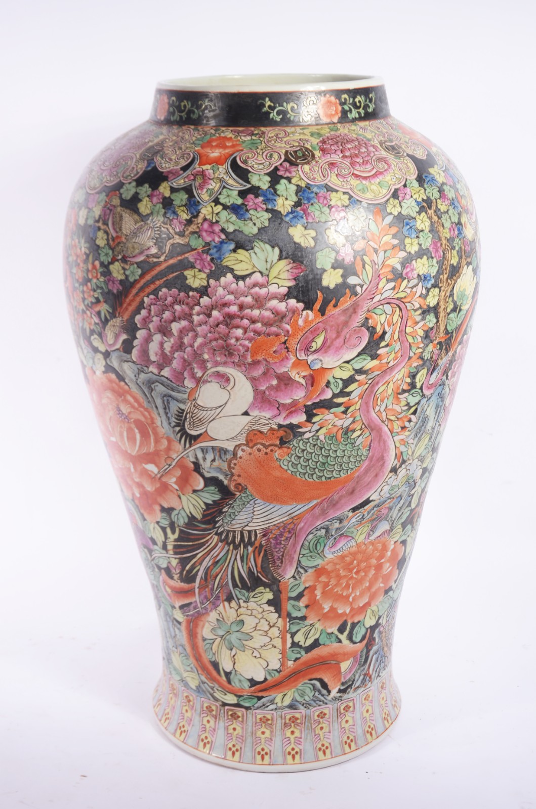 Grande potiche de porcelana chinesa decorado com aves e flores em... - foto 8 de 10