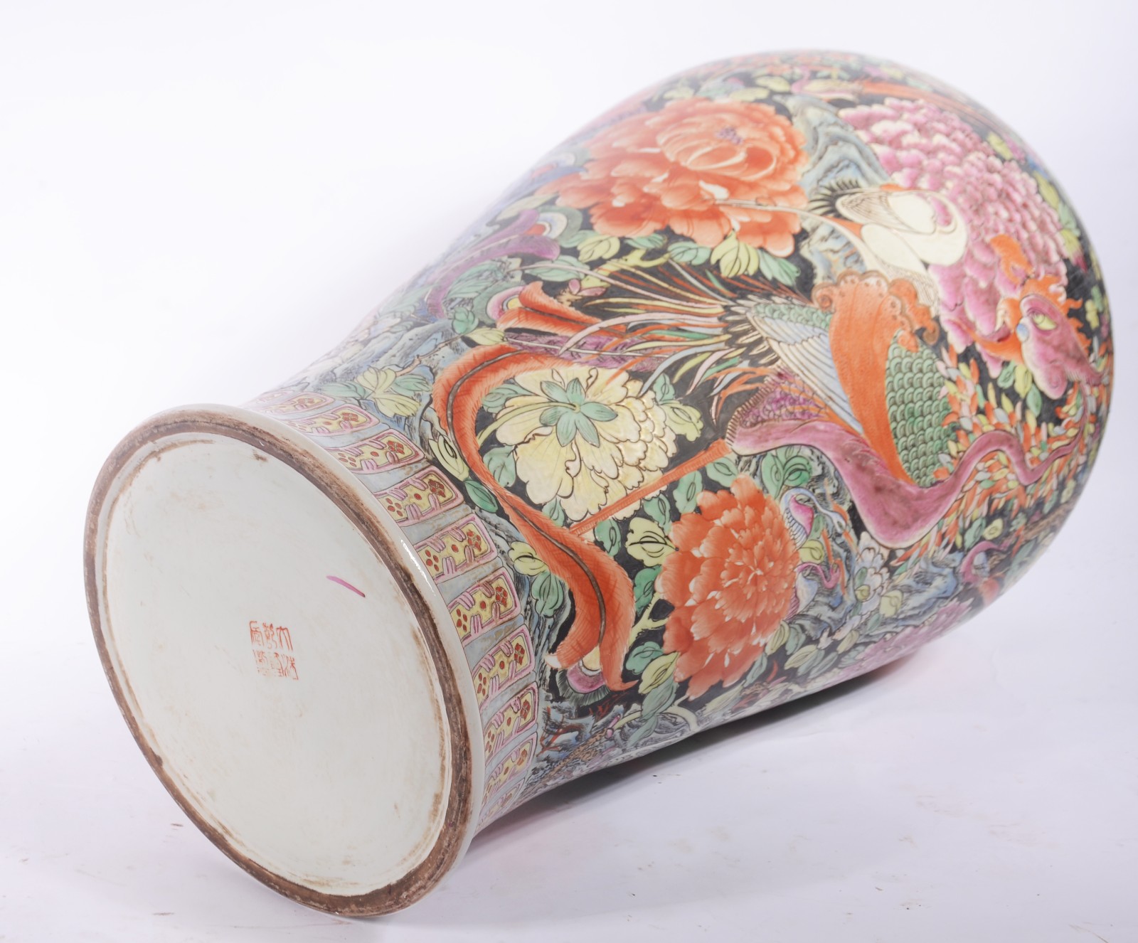 Grande potiche de porcelana chinesa decorado com aves e flores em... - foto 9 de 10