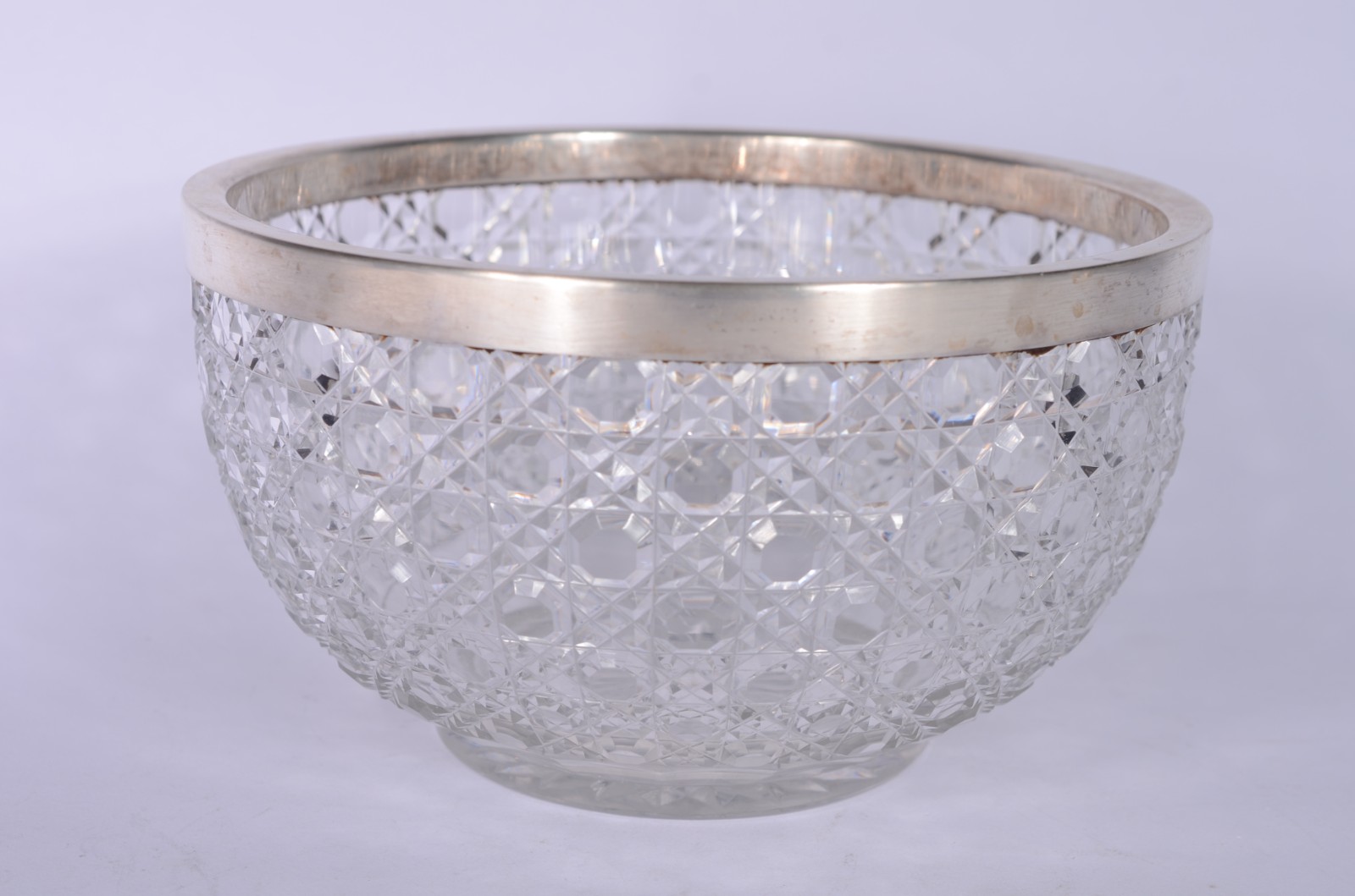 Bowl de cristal lapidação "tijolinho", borda de prata contrastada. - foto 5 de 7