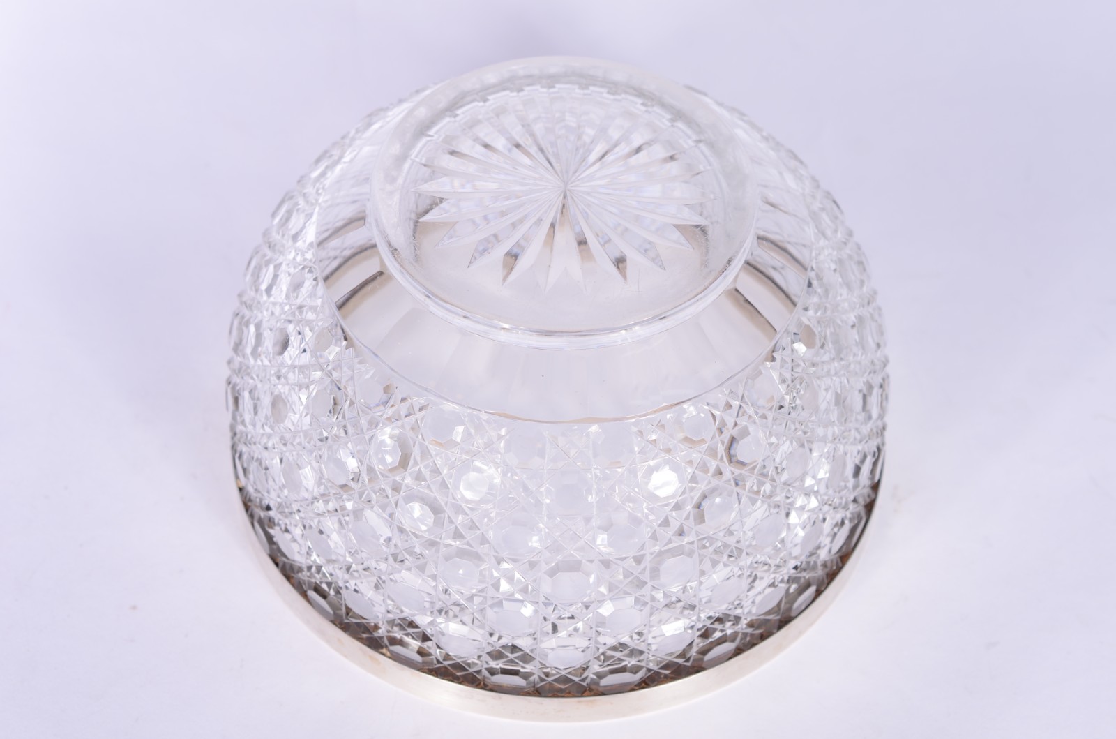 Bowl de cristal lapidação "tijolinho", borda de prata contrastada. - foto 6 de 7