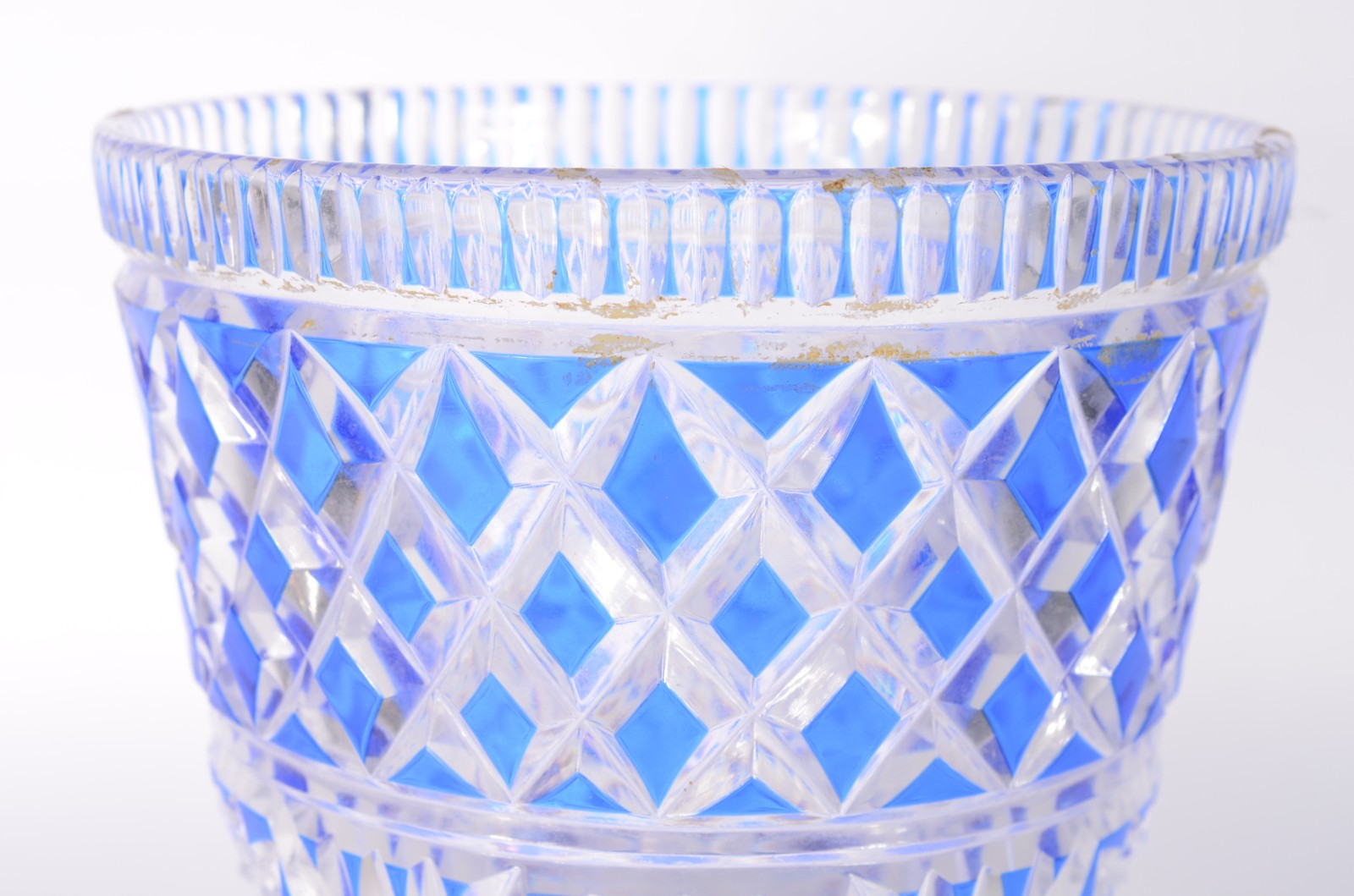 Balde para gelo/wine cooler de cristal doublé azul lapidado. - foto 3 de 4