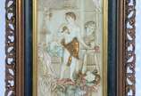 Karl Sterrer (Austria, 1844-1918), Escultor e P... - Par de placas de cerâmica policromada em relevo, pintadas à mão, representando figuras de escultor e pintora, da série Virtudes da Pintura e da ...