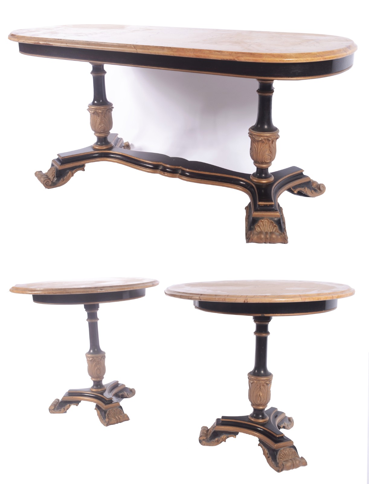 Conjunto de mesa de centro e par de laterais de madeira patinada... - foto 1 de 11