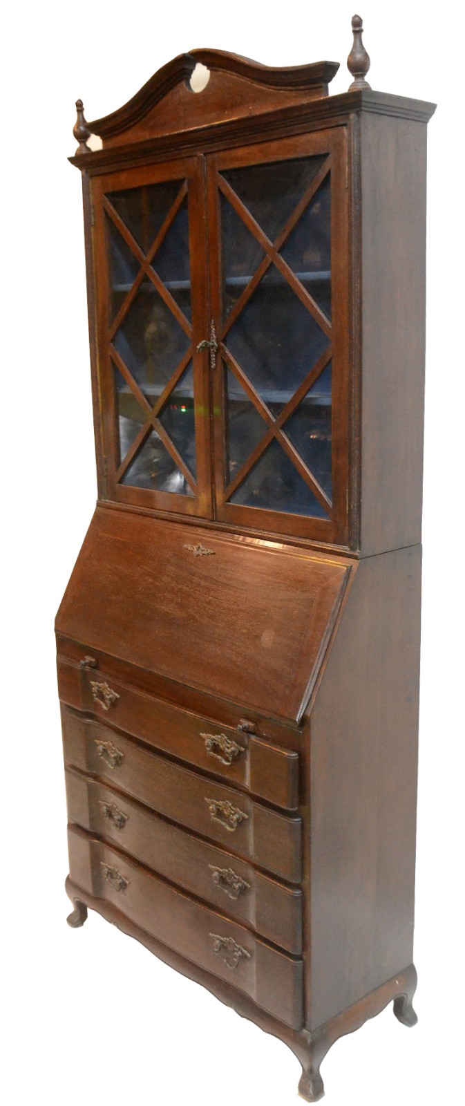 Cômoda "bookcase" de madeira nobre com 4 gavetas, tampo articulado... - foto 2 de 9
