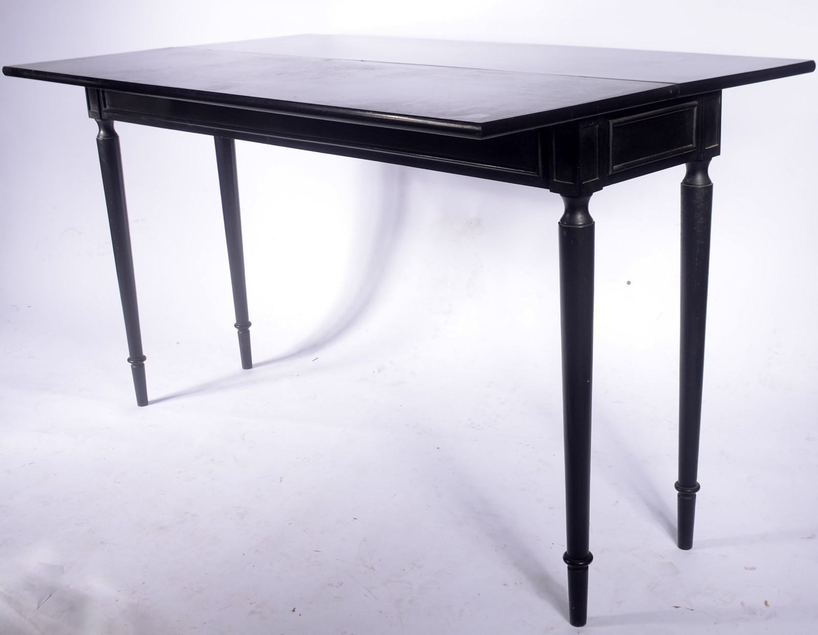 Console/ mesa de madeira ebanizada com tampo dobrável, pernas... - foto 5 de 6