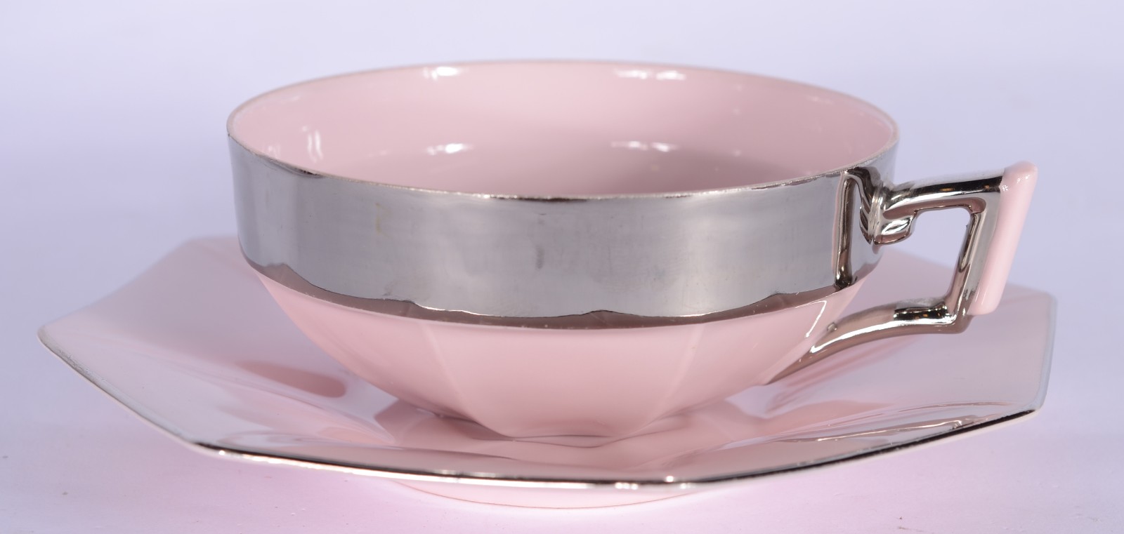 Serviço de chá de porcelana tcheca Epiag na cor rosa, composto de: 6... - foto 2 de 7