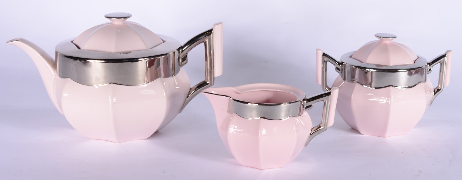 Serviço de chá de porcelana tcheca Epiag na cor rosa, composto de: 6... - foto 6 de 7