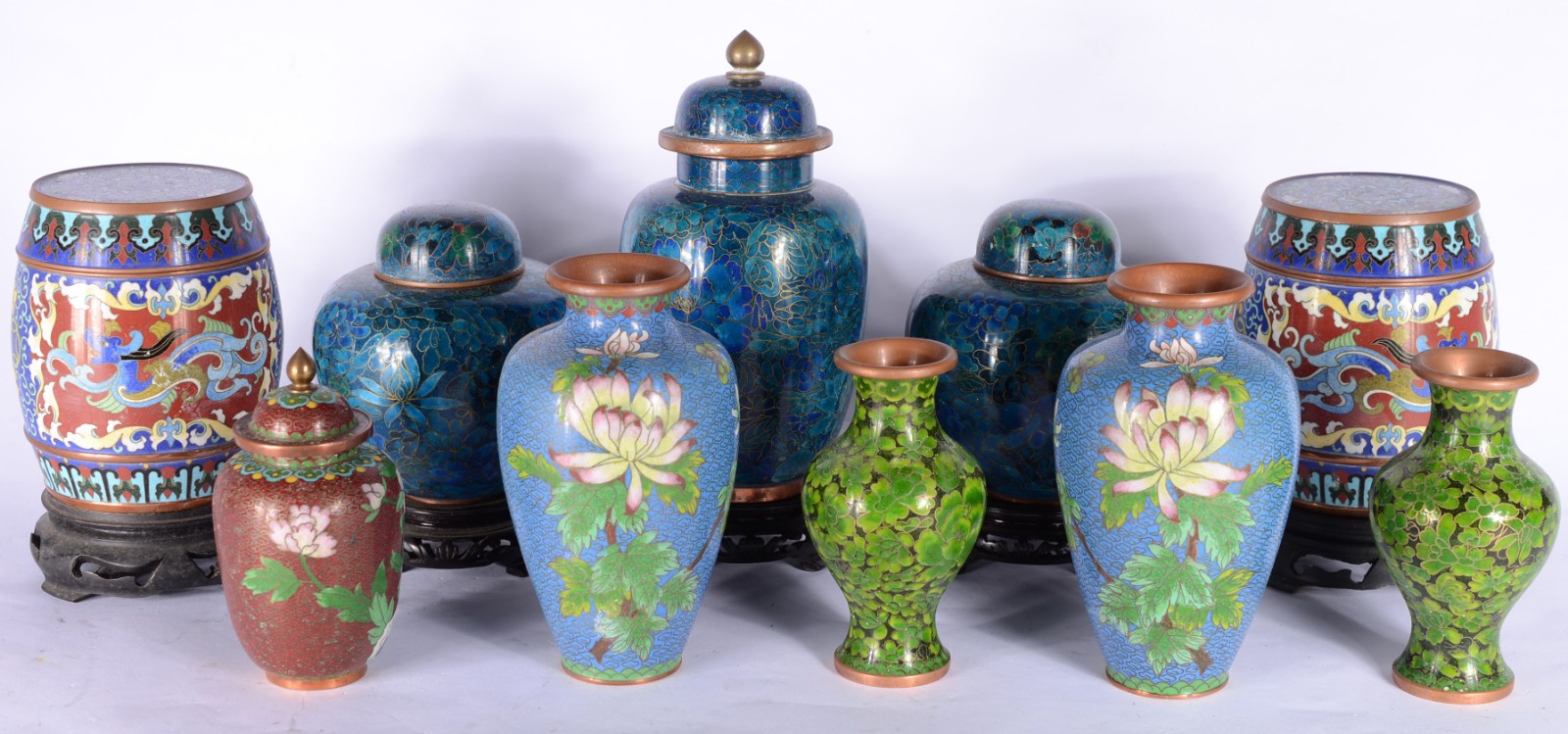 Lote com 10 vasos diversos de cloisoné chines. - foto 1 de 7