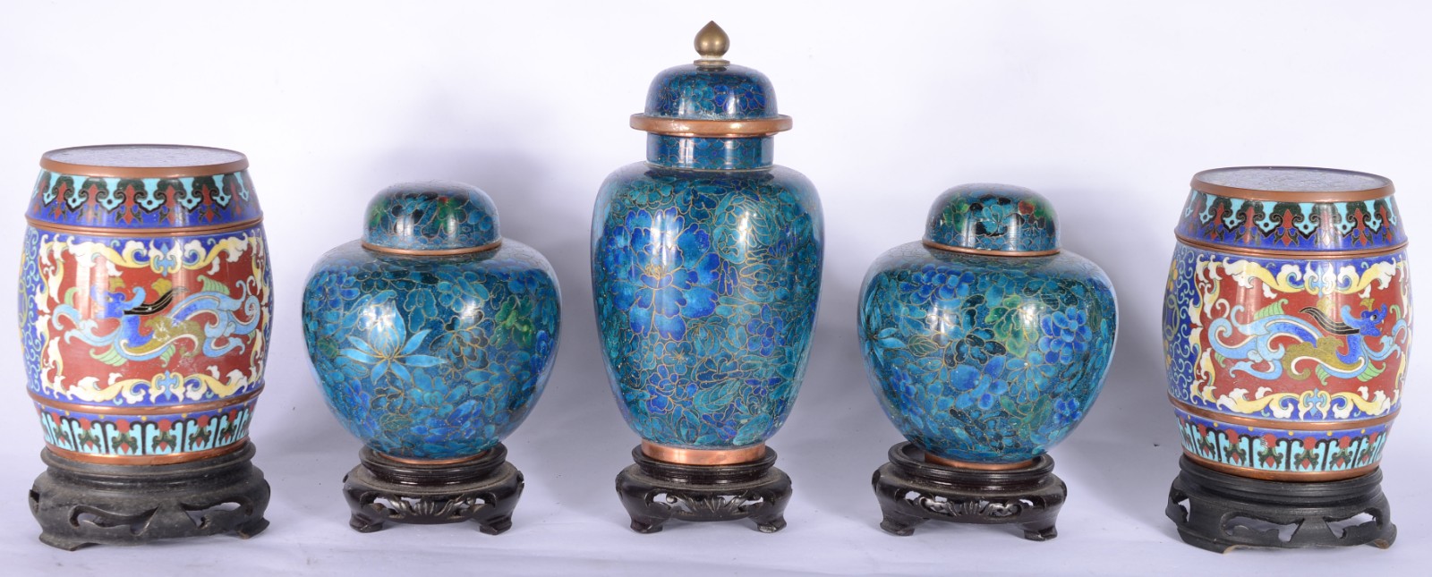 Lote com 10 vasos diversos de cloisoné chines. - foto 2 de 7
