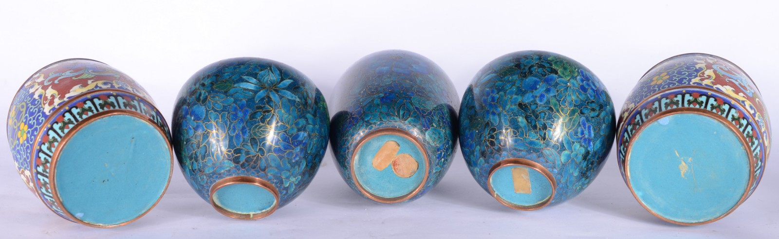 Lote com 10 vasos diversos de cloisoné chines. - foto 4 de 7