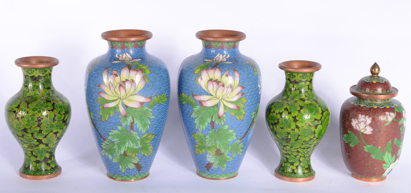 Lote com 10 vasos diversos de cloisoné chines. - foto 5 de 7