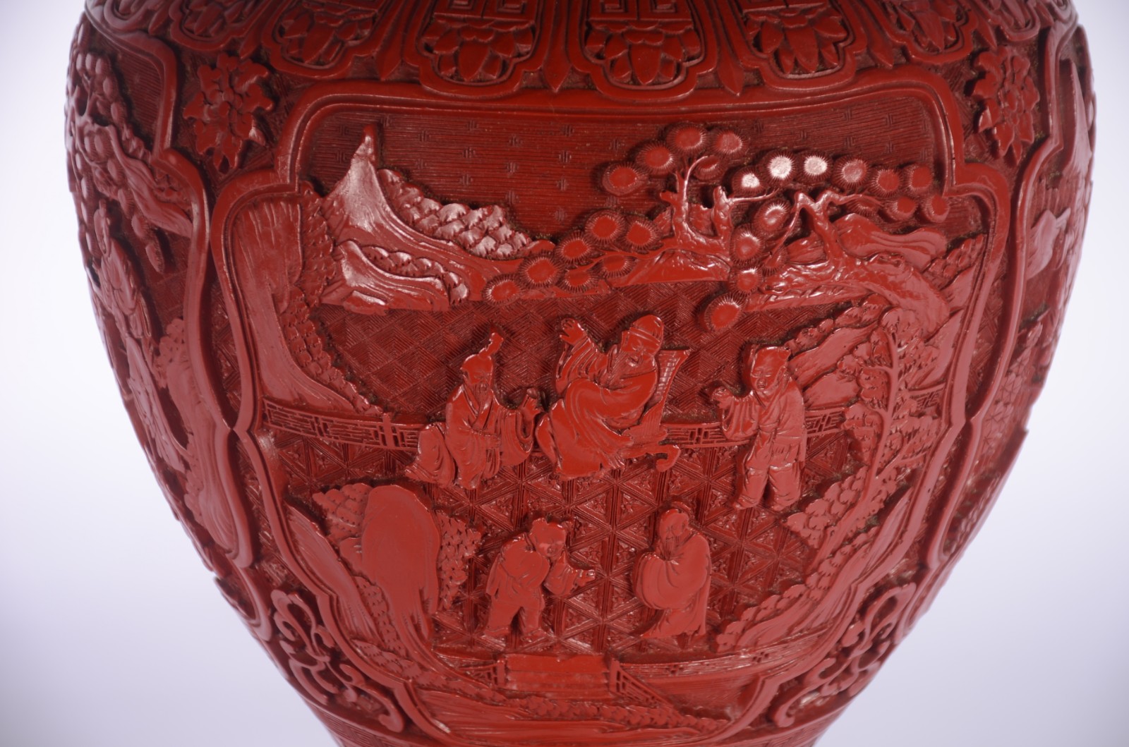 Vaso de lacca vermelha chinesa. - foto 2 de 7