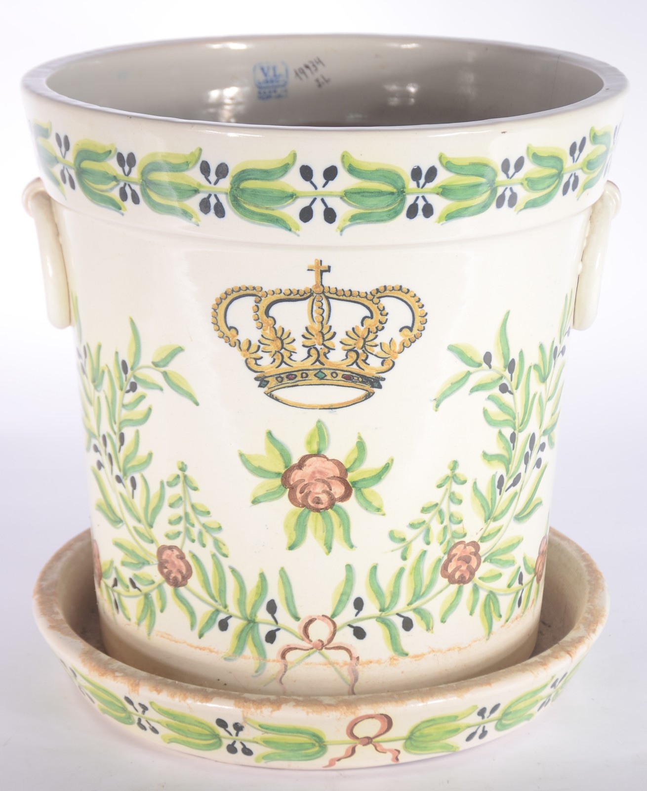 Vaso com prato de cerâmica portuguesa - Lisboa - V.L. - foto 1 de 9