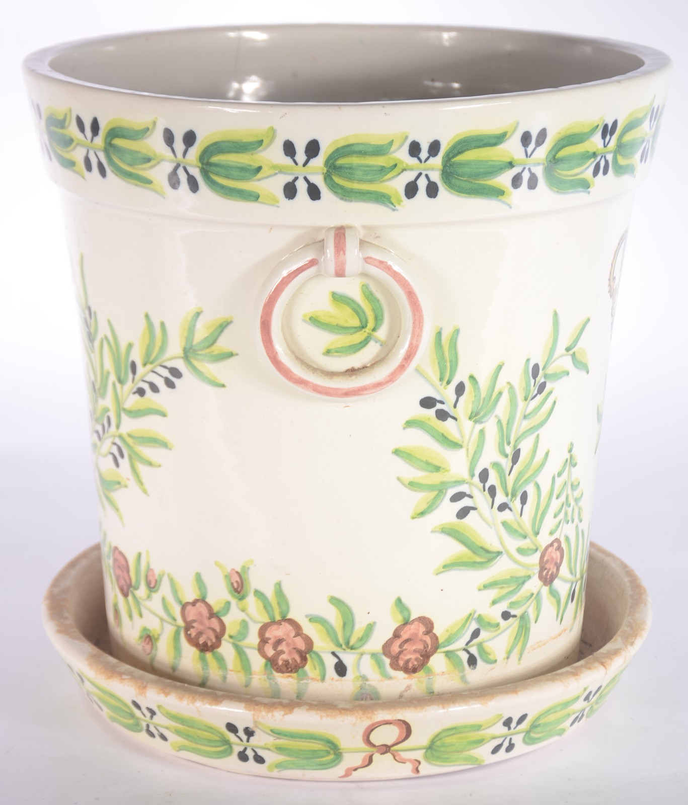 Vaso com prato de cerâmica portuguesa - Lisboa - V.L. - foto 2 de 9