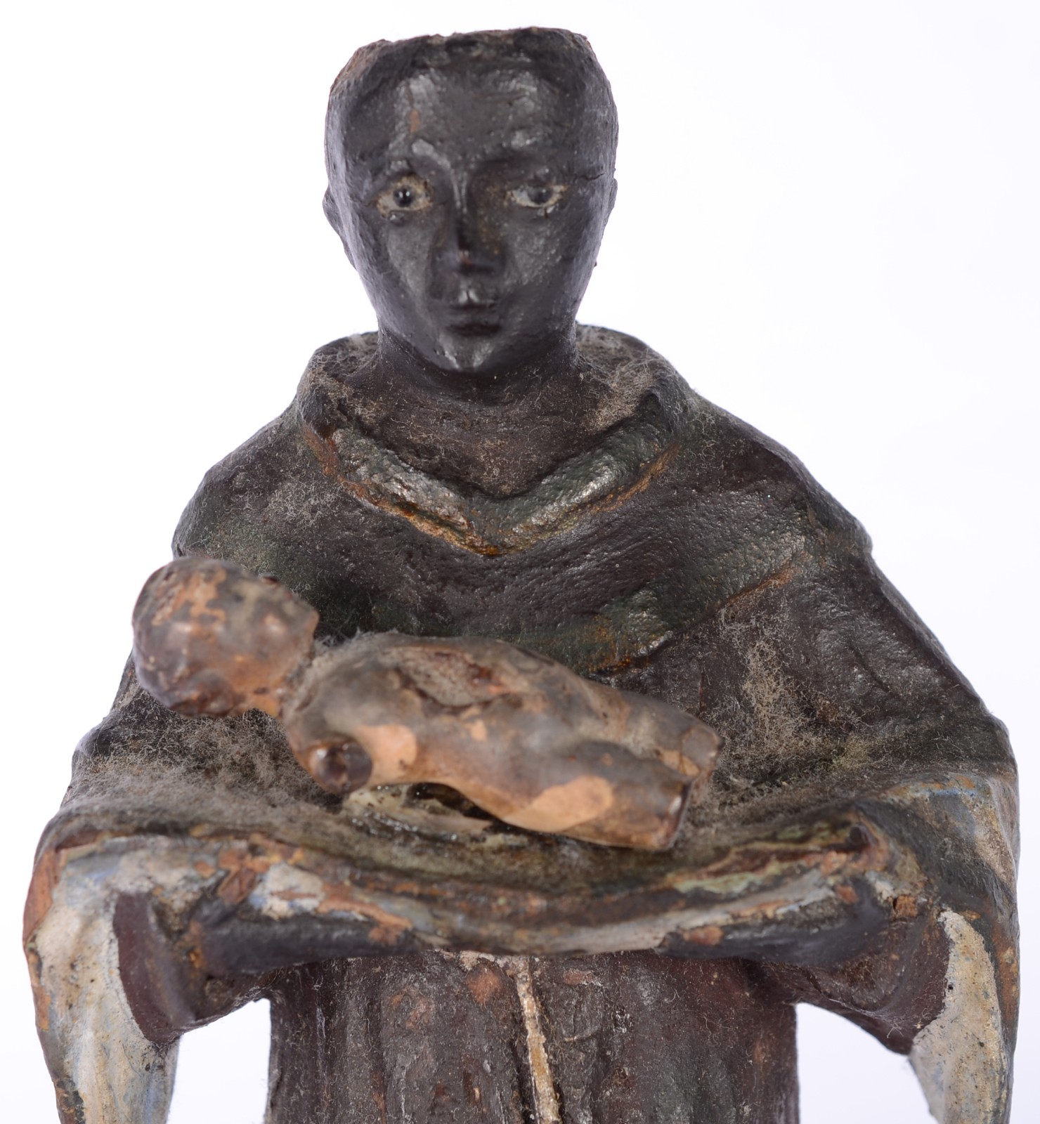 Santo Antonio com menino - Imagem de madeira. Desgastes. - foto 2 de 7