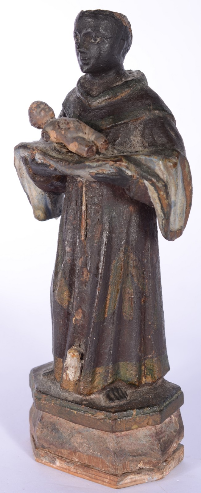 Santo Antonio com menino - Imagem de madeira. Desgastes. - foto 3 de 7