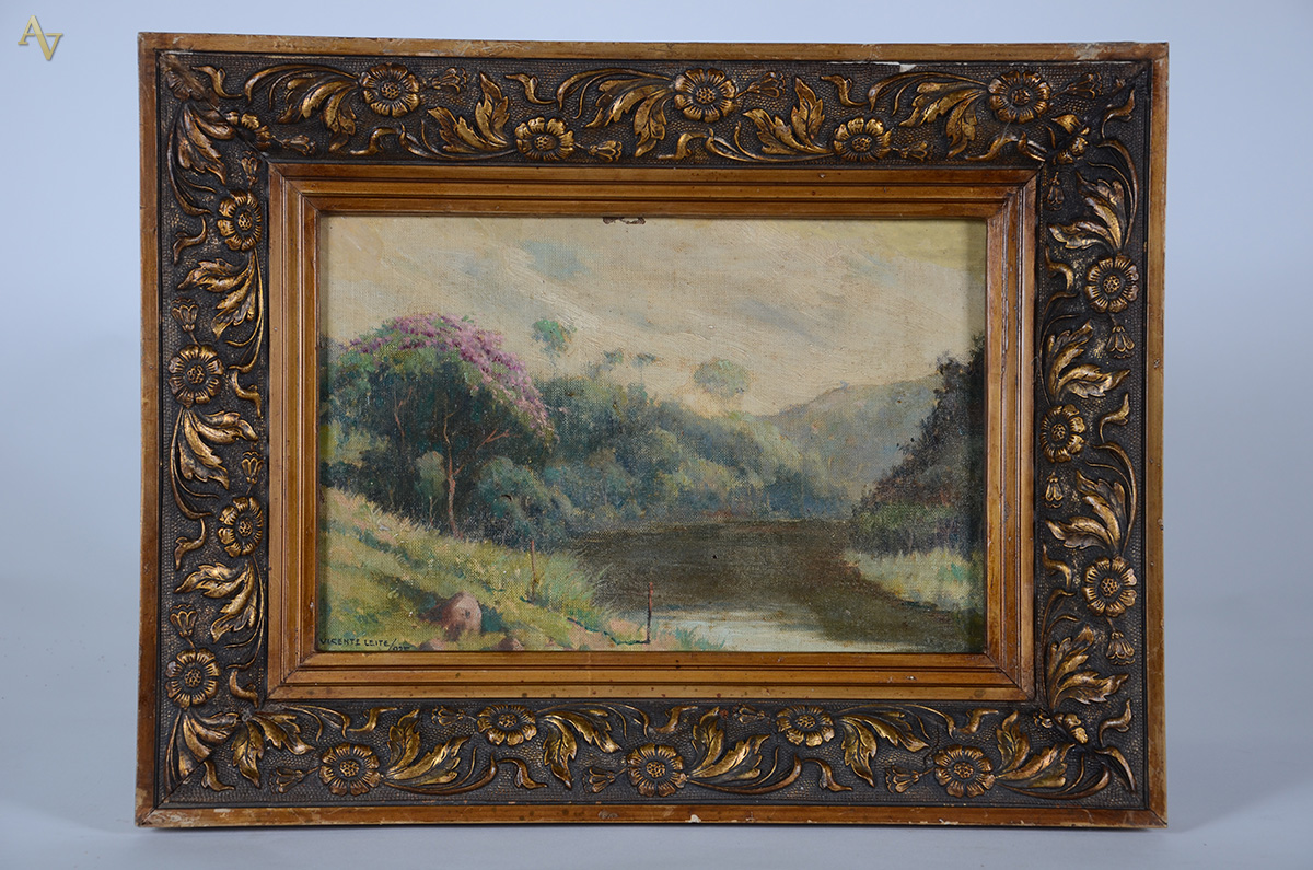 VICENTE LEITE (1900 / 1941) Paisagem - ost colado em madeira - 23 x 35 - foto 1 de 3