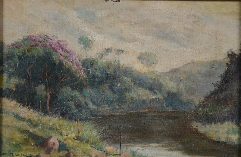 VICENTE LEITE (1900 / 1941) Paisagem - ost colado em madeira - 23 x 35 - foto 2 de 3