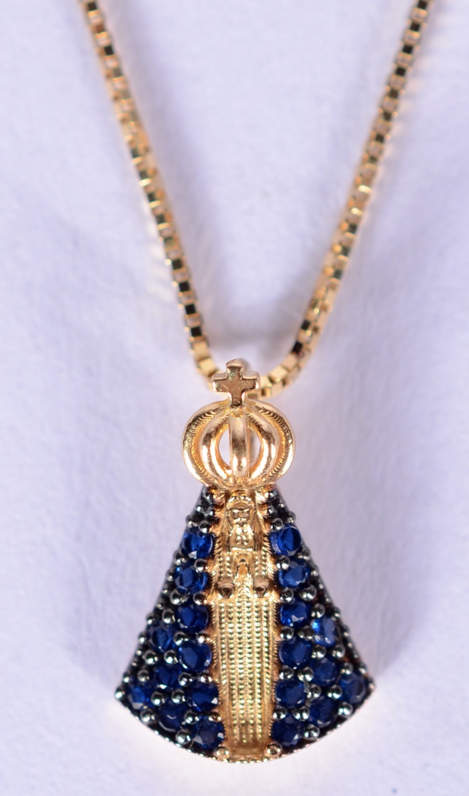 Colar com pendente de Nossa Senhora Aparecida de ouro 18 k... - foto 2 de 4