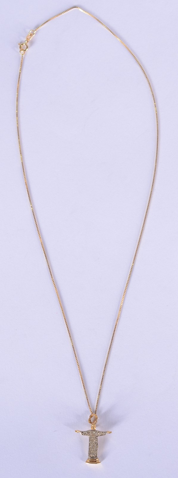 Colar com pendente de Cristo de ouro 18 k., contraste 750 mls. (Por... - foto 1 de 7
