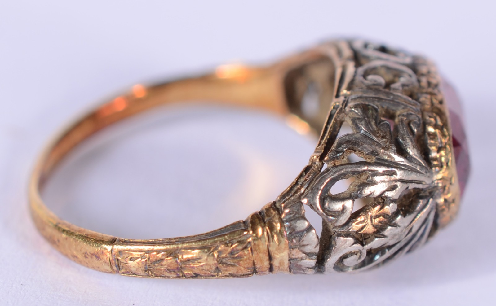 Anel de ouro 18 k e platina com pedra brasileira na cor rosa... - foto 5 de 7